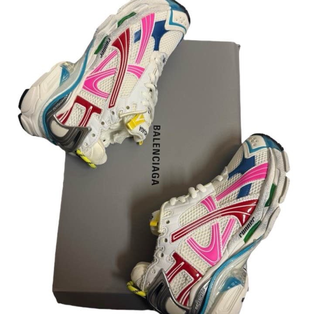 Balenciaga Runner Track Sneakers Platform White Pink Red IT39 W39 Women Trainers - Picture 5 of 9